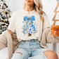 Blue Floral Coquette Christmas Tree Comfort Colors T-Shirt