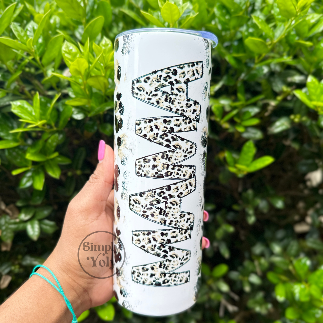 Mama Leopard Print Tumbler