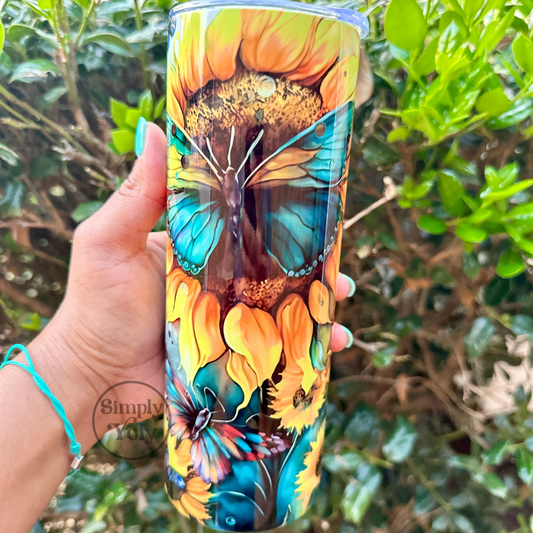 Sunflowers And Butterflies Tumbler