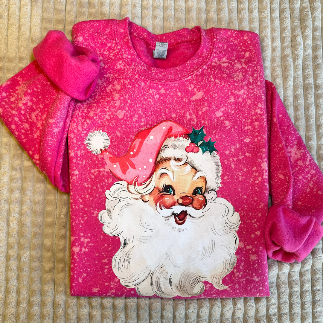 Bleached Retro Pink Santa Sweatshirt